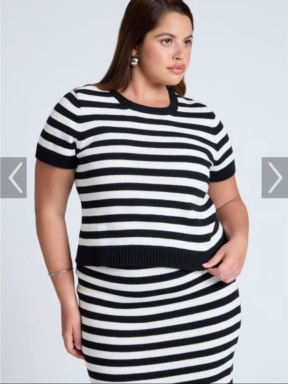 Eloquii Elements Black and White Striped Knit Two-Piece Set